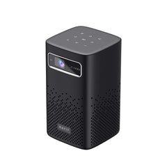 PJ208 proyector inteligente 8000mAh vista de lente frontal y panel de entrada | HAVIT