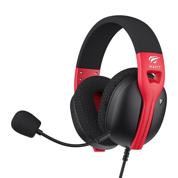 Fuxi-H5d 3.5mm Gaming Headphones with microphone, black and red design.