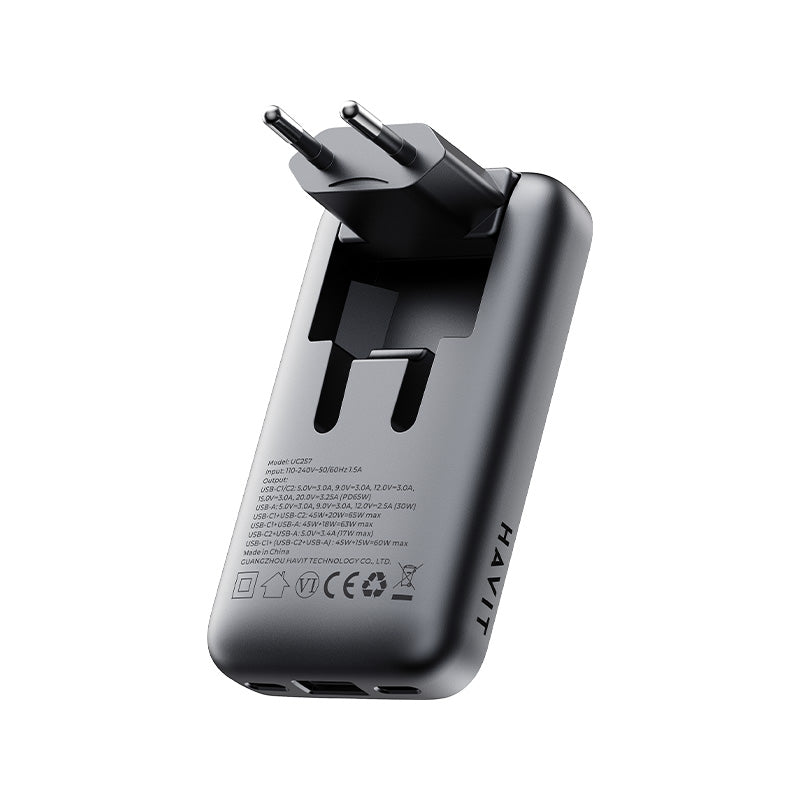HAVIT 65W GaN Travel Charger with Smart Charging Status Display UC257