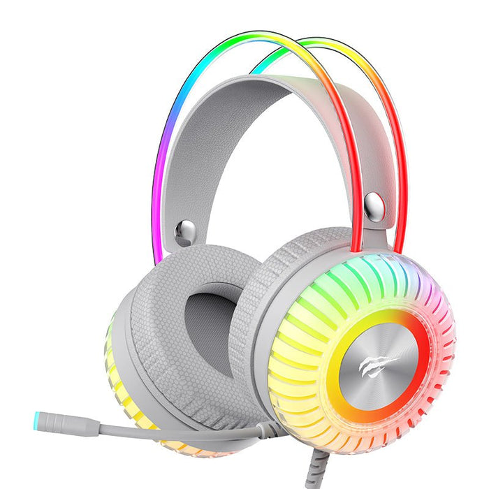 H2046U USB 7.1 Gaming Headphones with RGB lights and microphone.