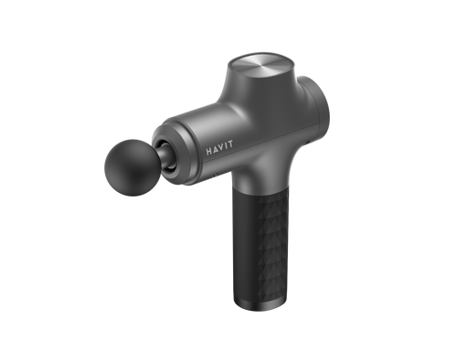 HAVIT Massage Gun MG1503 in black and gray with ergonomic handle and round massage head