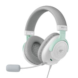 HAVIT 3.5mm Gaming Headphone H2230E white and mint green with cushioned ear pads and attached microphone