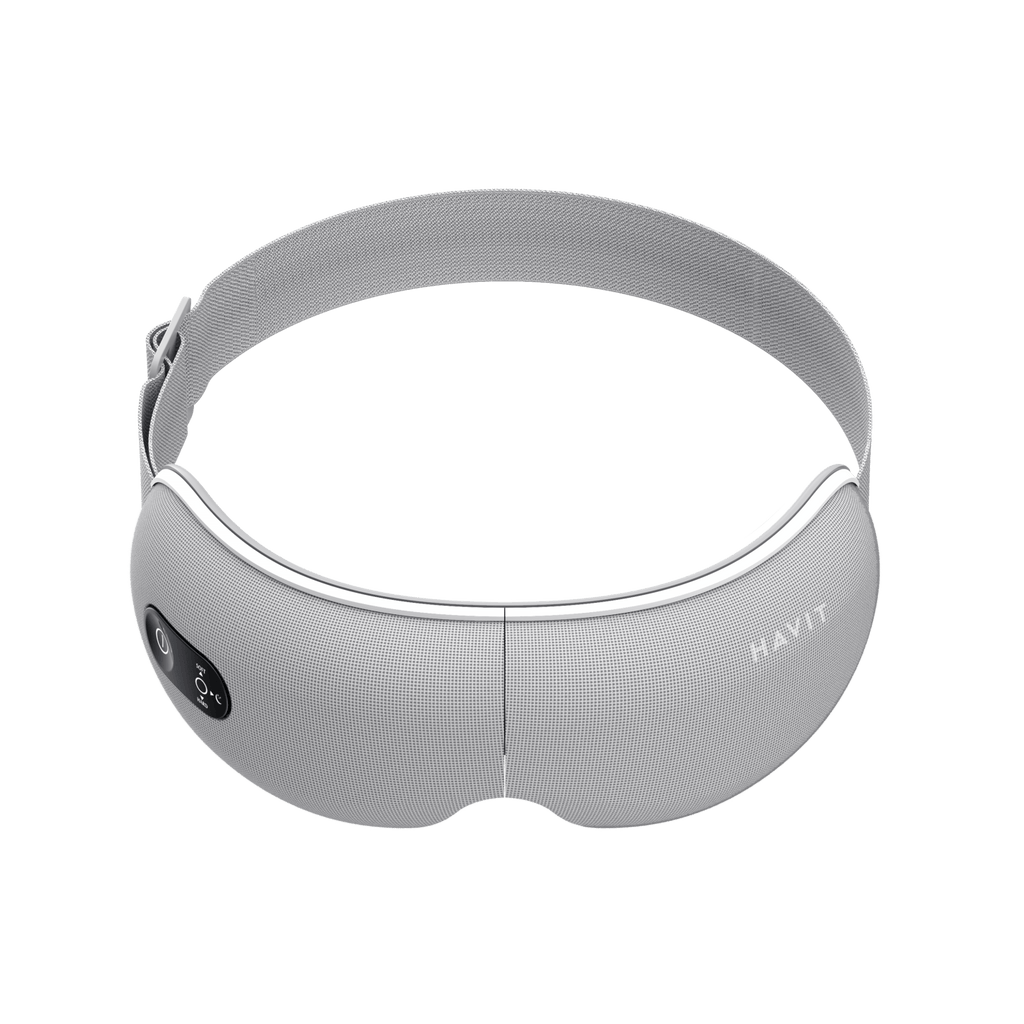 HAVIT Eye Massager EM1601 gray adjustable eye mask with control button for relaxation