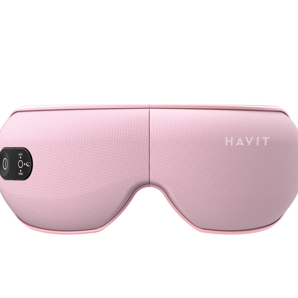 HAVIT Eye Massager EM1601 in pink with control panel and mesh texture design