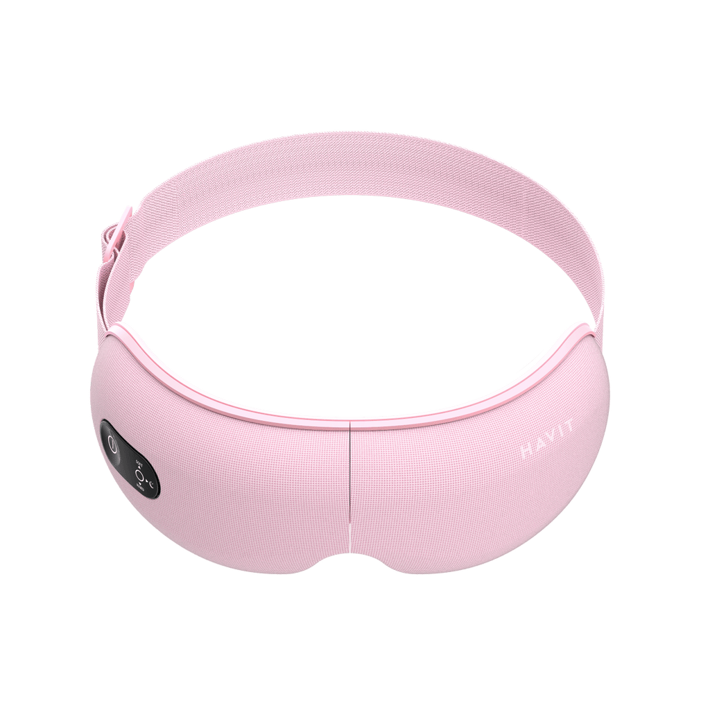 Pink HAVIT Eye Massager EM1601 with adjustable strap and control button