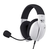 HAVIT Fuxi-H5d white and black gaming headphones with adjustable microphone and 3.5mm jack