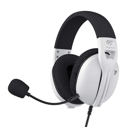 HAVIT Fuxi-H5d white and black gaming headphones with adjustable microphone and 3.5mm jack