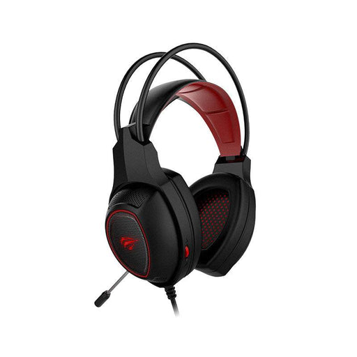 HAVIT GAMENOTE H2239d Gaming Headphones 2239, black and red design with adjustable headband and microphone.