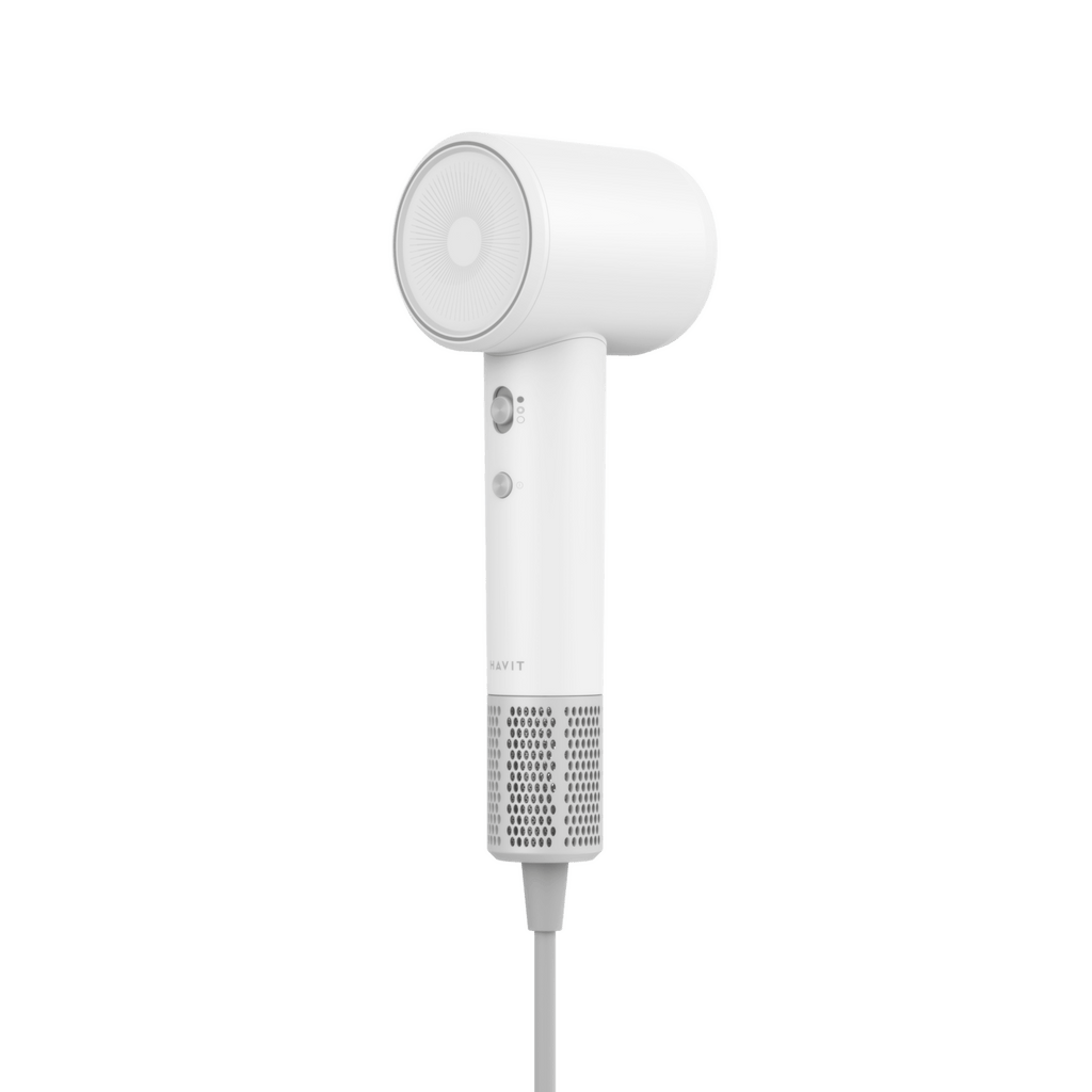 HAVIT High-Speed HD096 white handheld hair dryer with buttons and cord