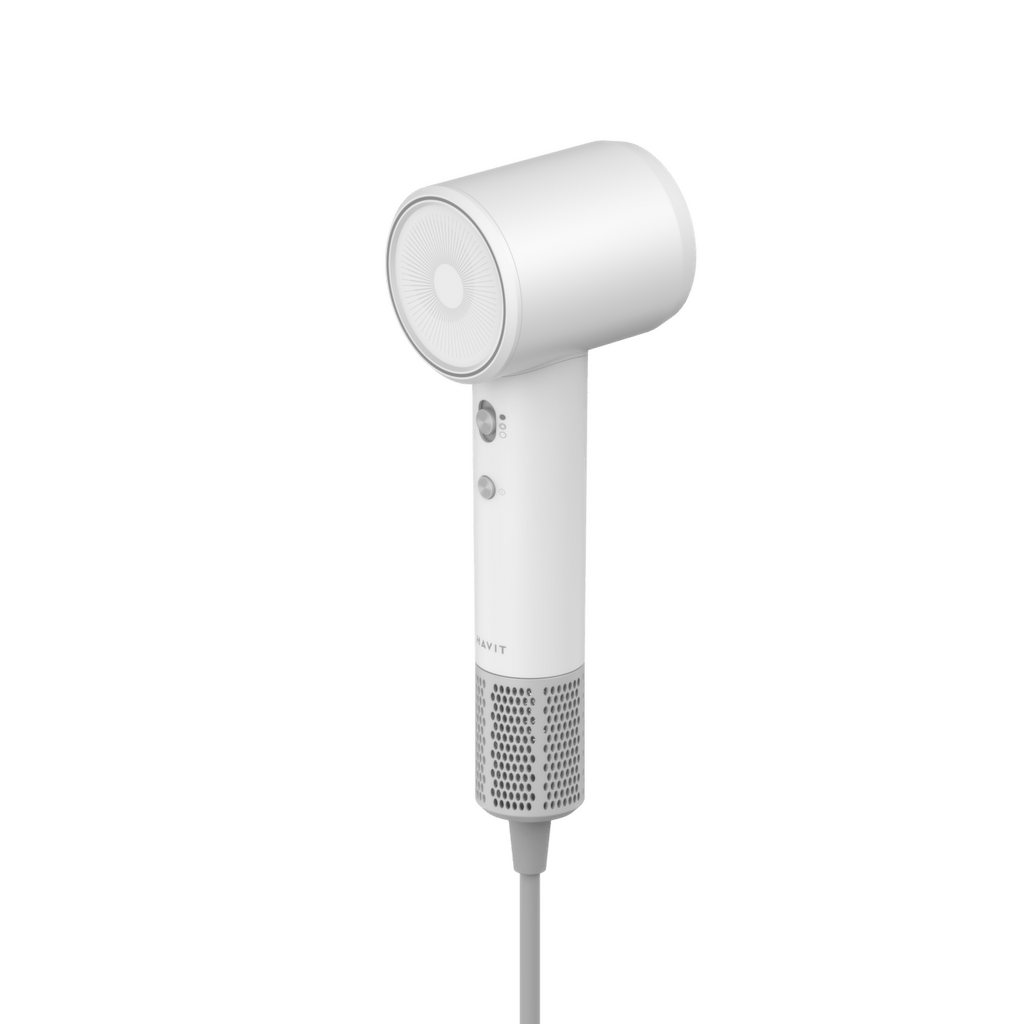HAVIT High-Speed white hair dryer HD096 with sleek ergonomic design