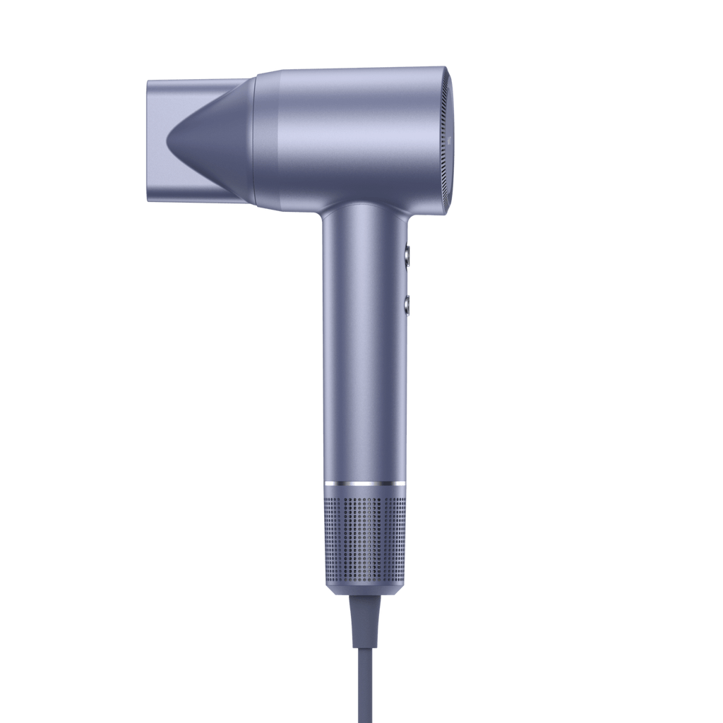 HAVIT High Speed hair dryer HD202 in metallic purple with concentrator nozzle.