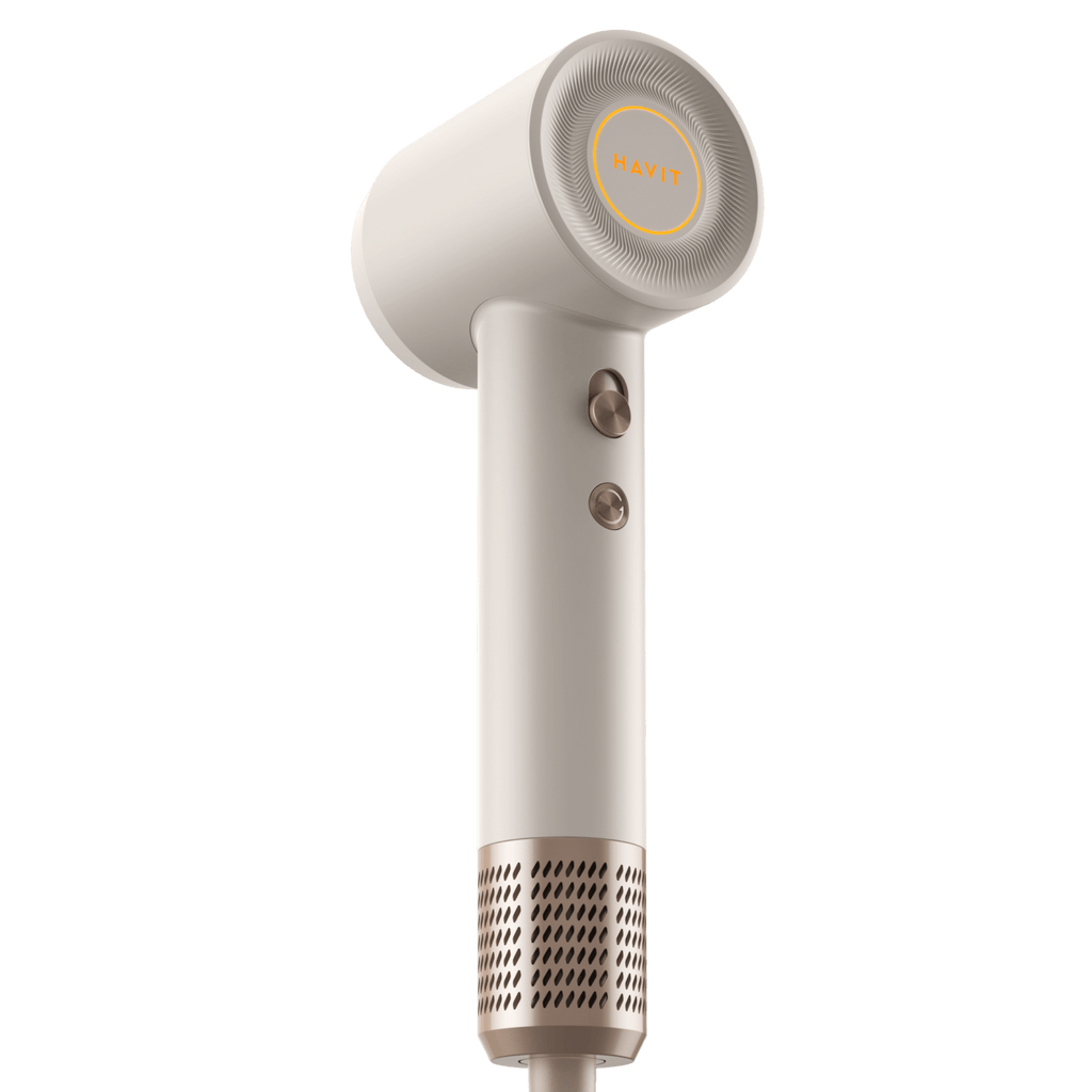 HAVIT High-Speed Hair Dryer HD709 in beige with ergonomic handle and dual control buttons