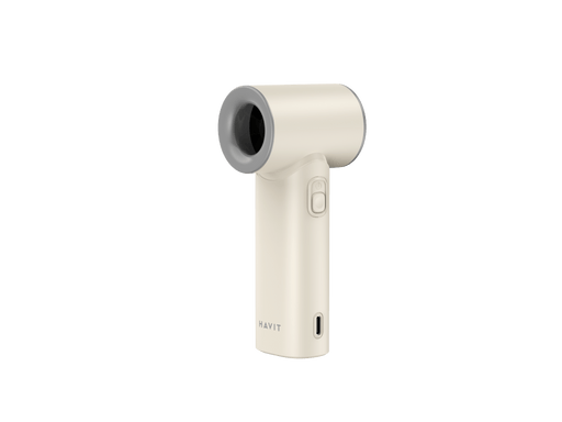 HAVIT High-Speed handheld fan HF610 in beige with USB charging port and power button