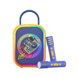 HAVIT Karaoke wireless speaker SK827BT with colorful LED lights and two blue microphones