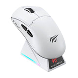 HAVIT M5 Pro white super light gaming mouse with RGB charging dock and side buttons