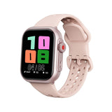 M9071 Smart Watch with pink perforated strap and colorful digital display