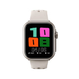 M9071 Smart Watch with colorful digital display and white strap front view