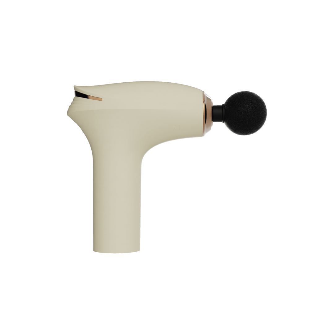 HAVIT Massage Gun MG102 in beige with black round massage head on white background