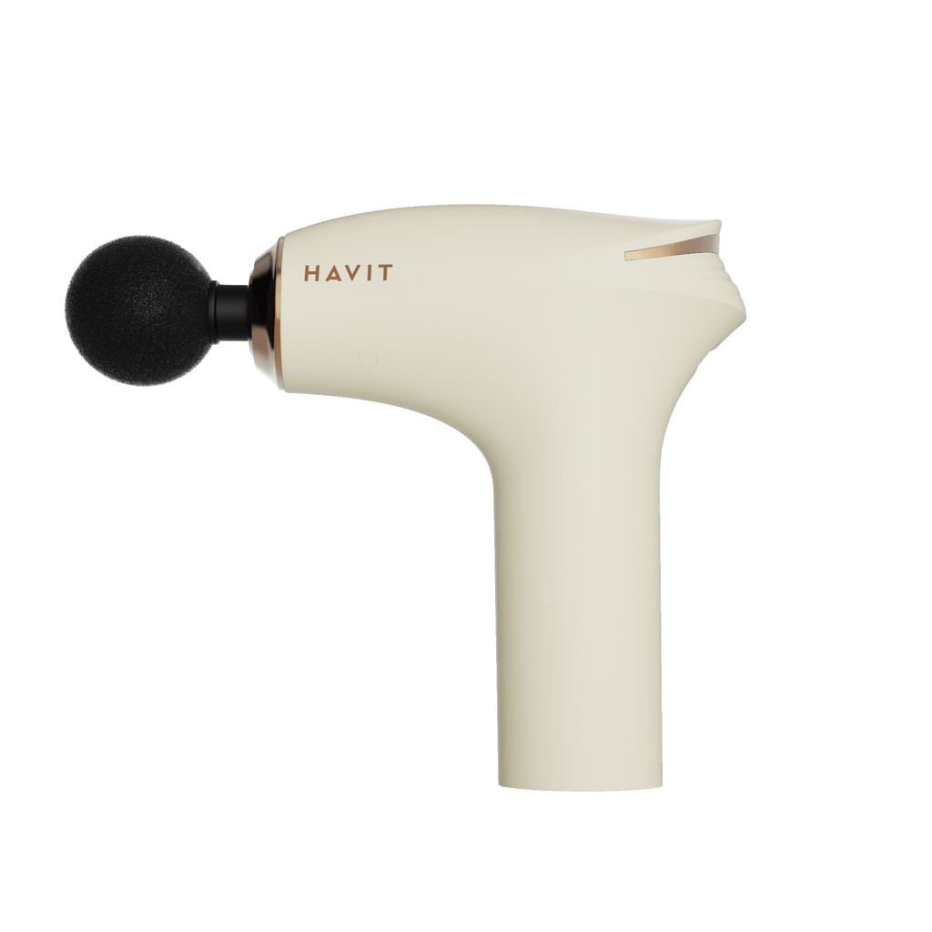 HAVIT Massage Gun MG102 in beige with black massage head and ergonomic handle