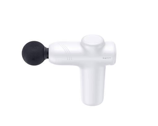 White HAVIT Massage Gun MG1508 with black round massage head on white background