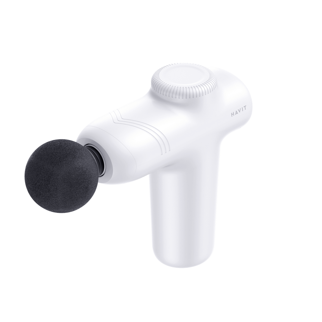 White HAVIT Massage Gun MG1508 with black round massage head.