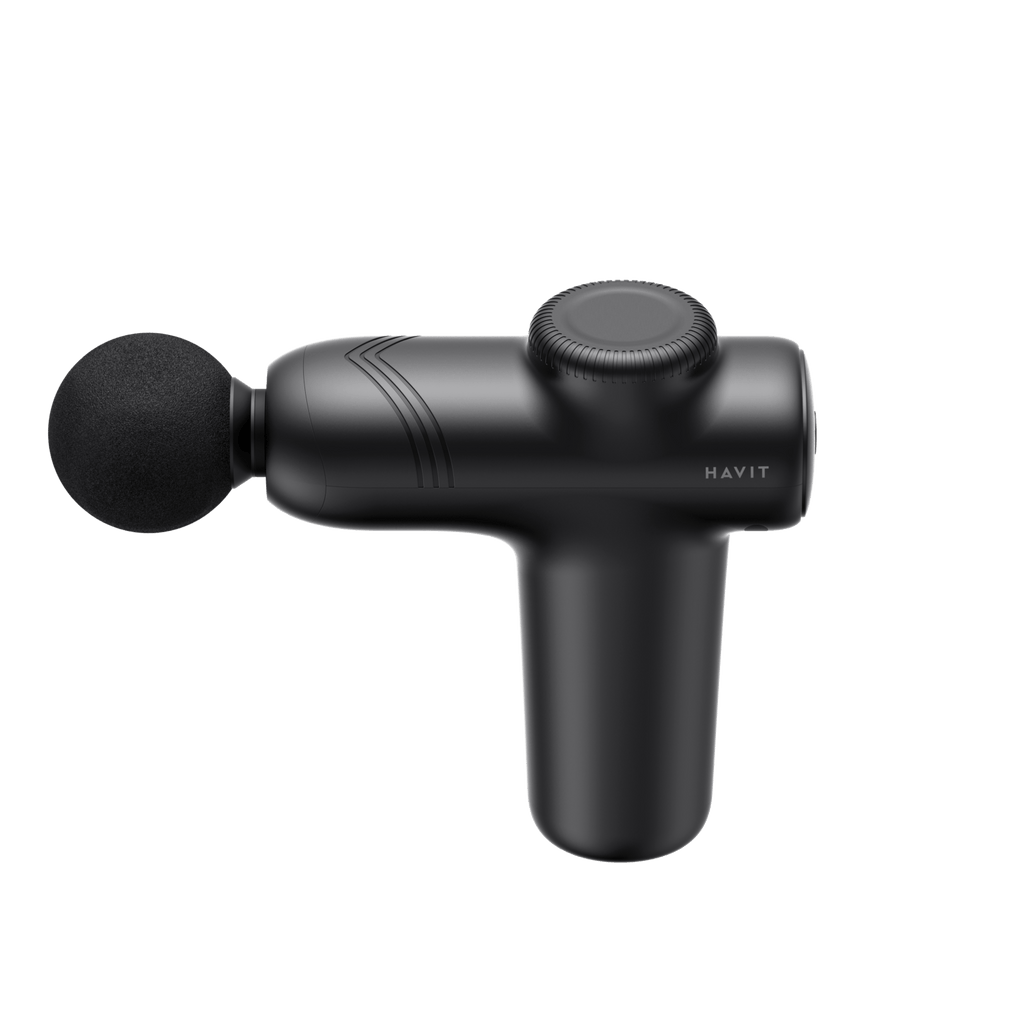HAVIT Massage Gun MG1508 in black with round massage head and ergonomic handle