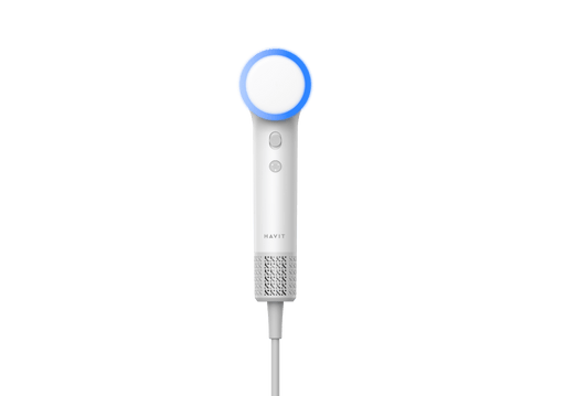 HAVIT Mini high speed white compact hair dryer with blue ring light