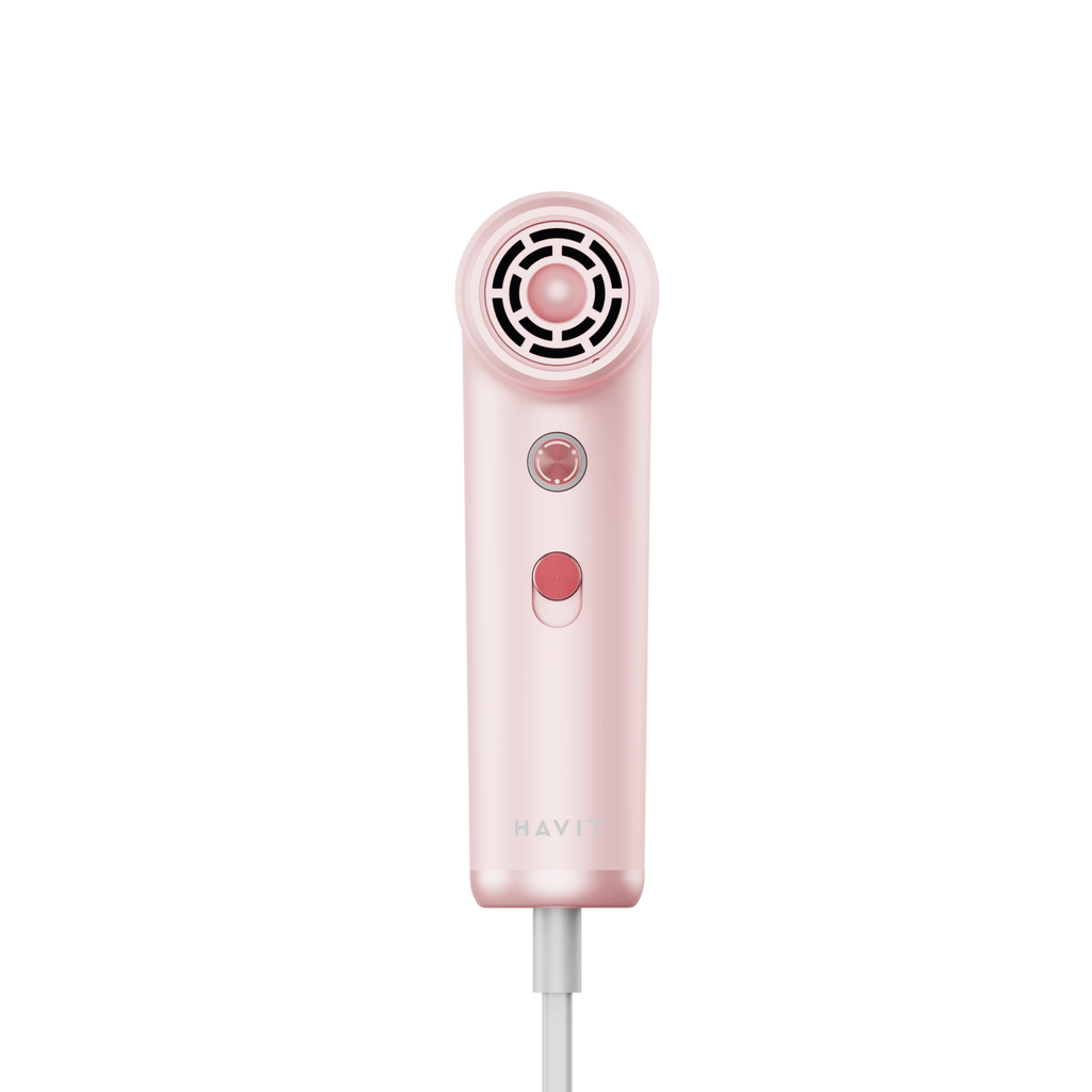 HAVIT Mini portable high-speed pink hair dryer HD672 compact design