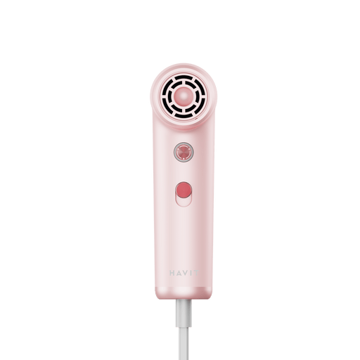 HAVIT Mini portable high-speed pink hair dryer HD672 compact design