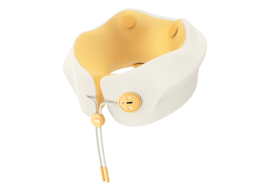HAVIT Neck Massager NM1702 in white and yellow with control buttons and adjustable straps