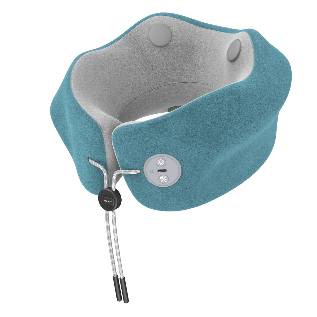 HAVIT Neck Massager NM1702 with blue fabric and control buttons for neck pain relief