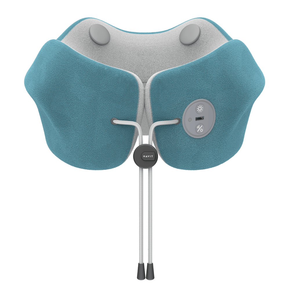 HAVIT Neck Massager NM1702 in blue with control buttons and adjustable straps