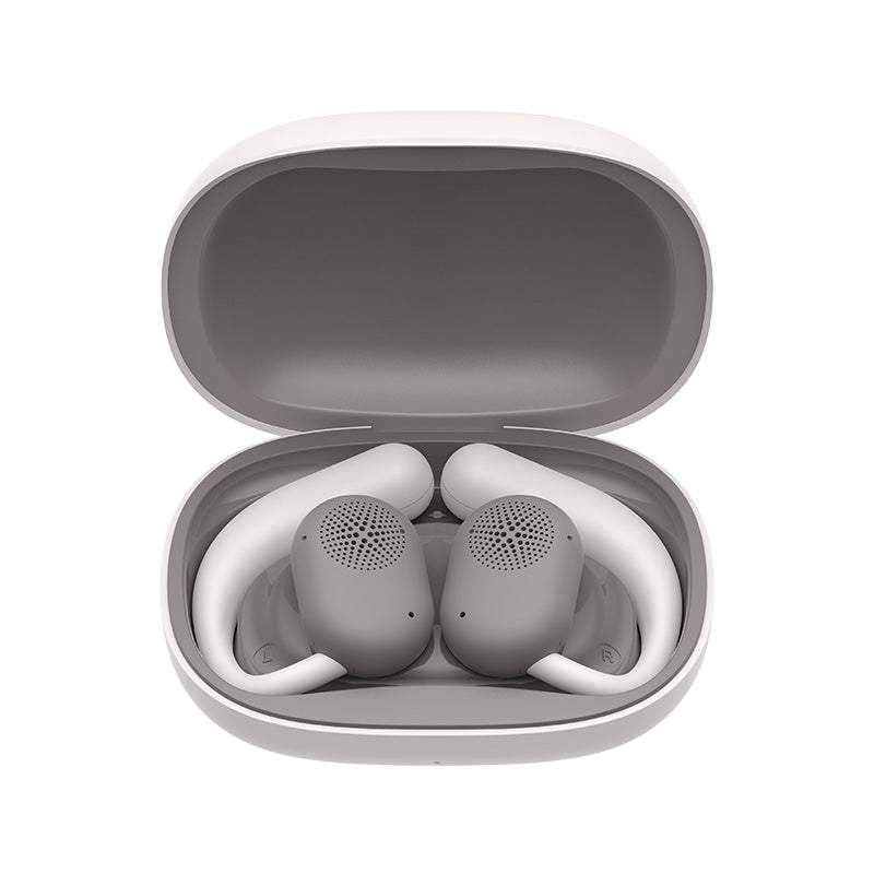 White HAVIT OWSFIT 1 Open Ear Wireless Earbuds 914 in gray charging case