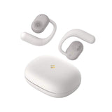White HAVIT OWSFIT 1 Open Ear Wireless Earbuds 914 with charging case on white background