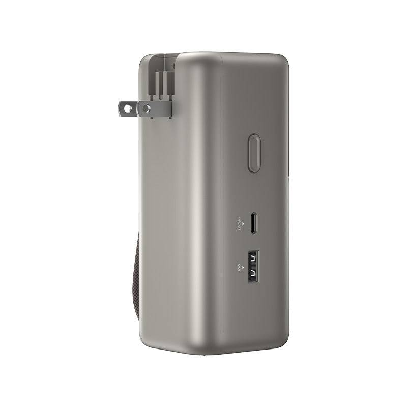 HAVIT Power Bank PB37 USB-C AC with foldable plug and USB ports against white background