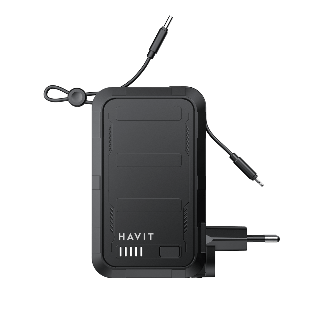 HAVIT Power Bank with USB-C & Lightning Cable and AC Plug PB5230