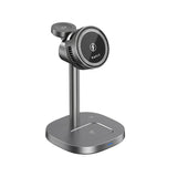 HAVIT Qi2 Magnetic 3-in-1 wireless charger stand with sleek metallic finish and charging indicators
