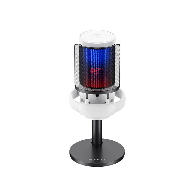 HAVIT GK50 recording live microphone with black stand and colored LED light