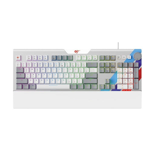 HAVIT RGB Backlit mechanical keyboard KB898L Pro-TUR with white design and colorful key illumination