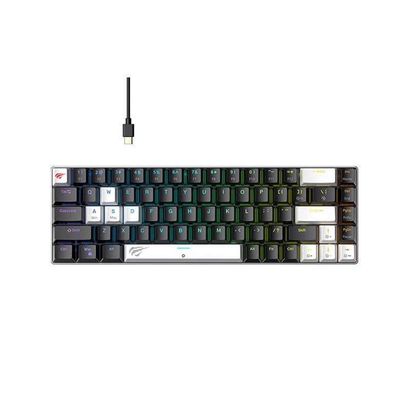 HAVIT RGB Backlit Mechanical Keyboard KB906L with compact design and USB-C cable