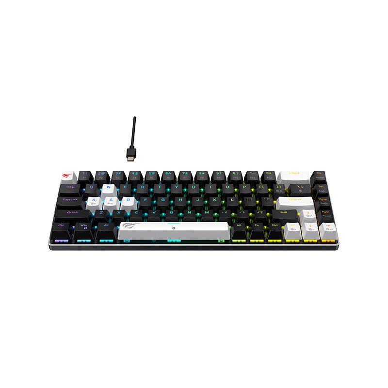 HAVIT RGB backlit mechanical keyboard KB906L with compact design and colorful illuminated keys