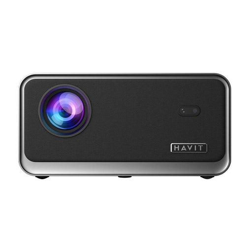 HAVIT Smart Projector PJ223 Pro front view with lens and sleek black design