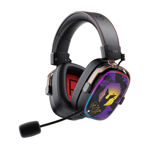 HAVIT Tri-Mode Gaming Headphone H2039BG with microphone and colorful earcup design.