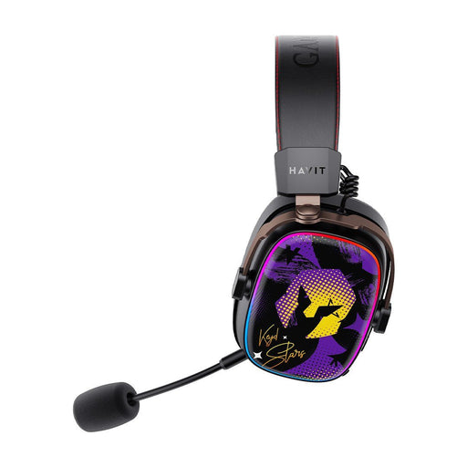 HAVIT Tri-Mode Gaming Headphone H2039BG x VKS with vibrant design and attached microphone.