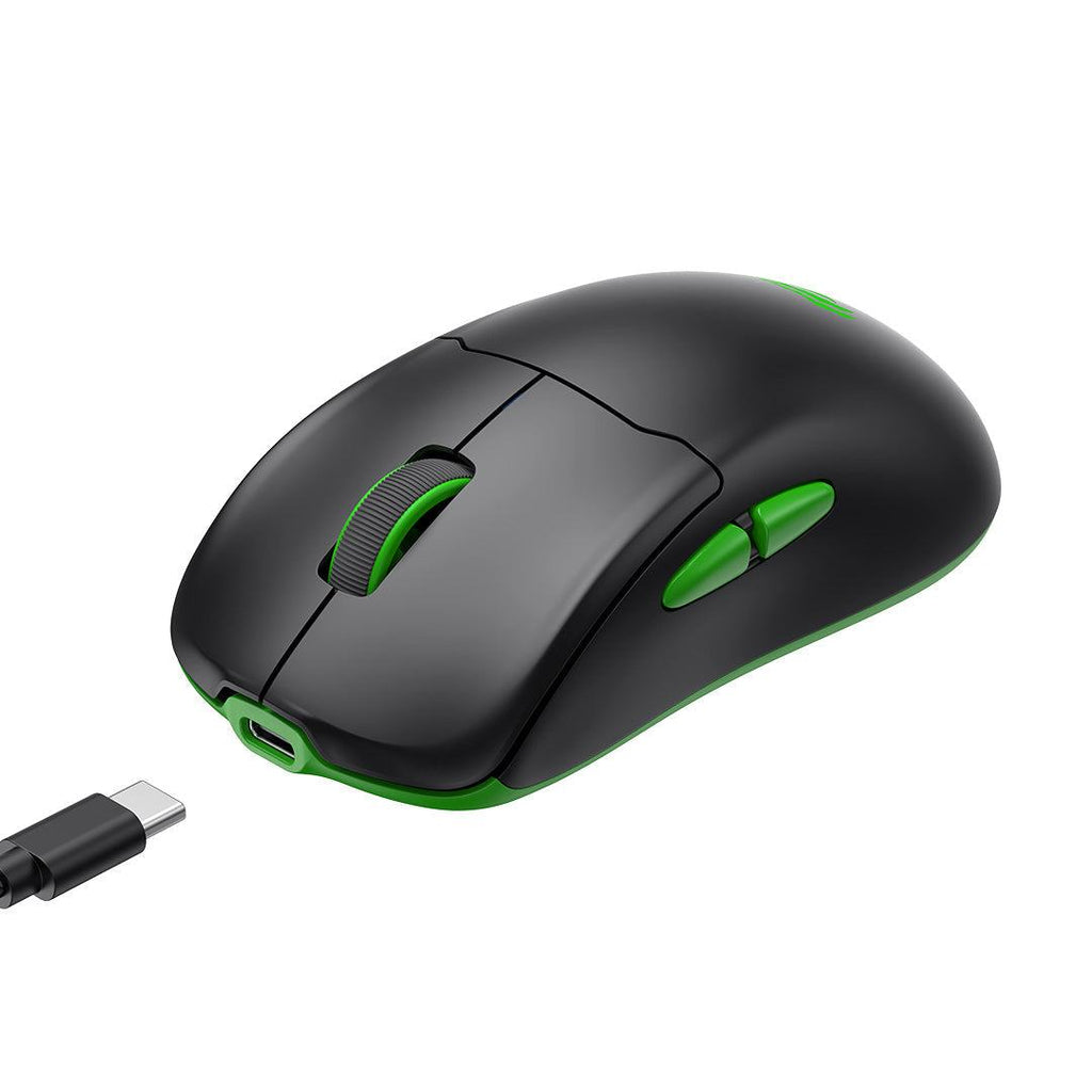 HAVIT Tri-Mode Gaming Mouse MS975WB black with green accents and USB-C cable