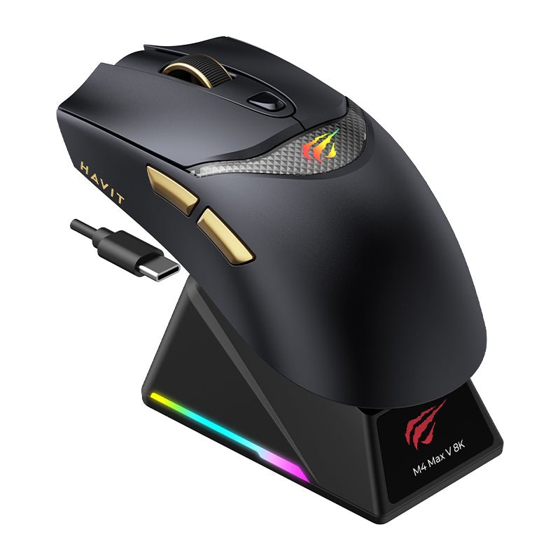 HAVIT Tri-Mode Gaming Mouse with RGB Charging Dock HOUYI-M4 Max V8K