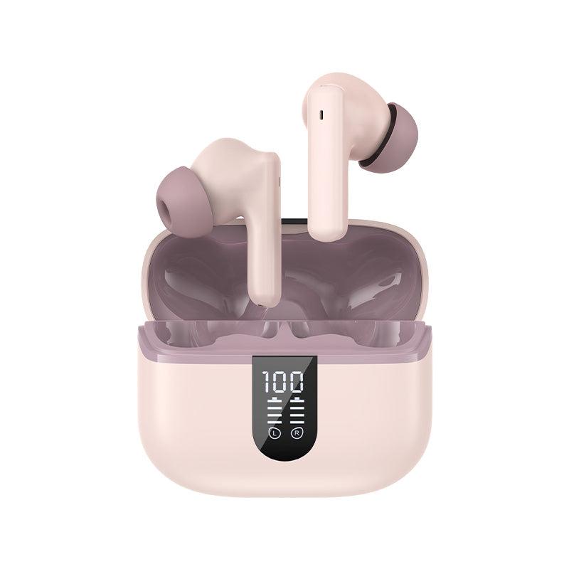 HAVIT TW943 PRO true wireless stereo earbuds in pink with digital battery display charging case