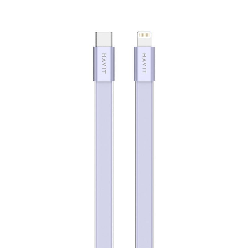 HAVIT 4.99mm ultra-thin USB-C to Lightning charging cable in purple