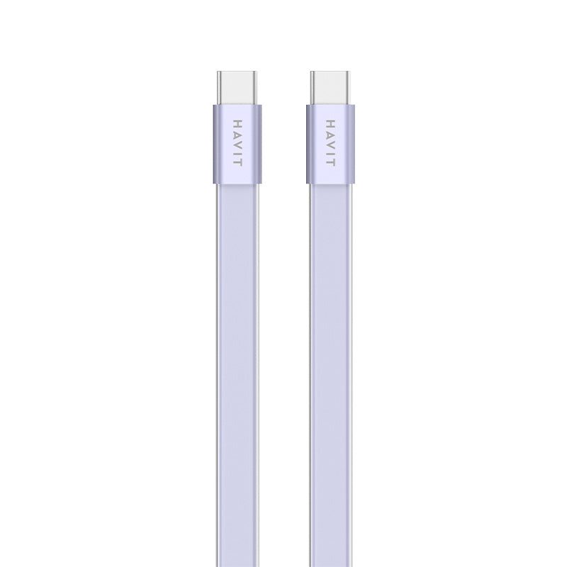 HAVIT 4.99mm ultra-thin USB-C to USB-C charging cable in light purple