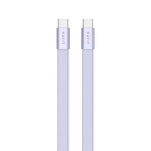 HAVIT 4.99mm ultra-thin USB-C to USB-C charging cable in light purple